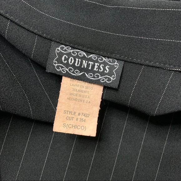 Vintage Black Pinstripe One Button Blazer COUNTESS - Picture 9 of 15